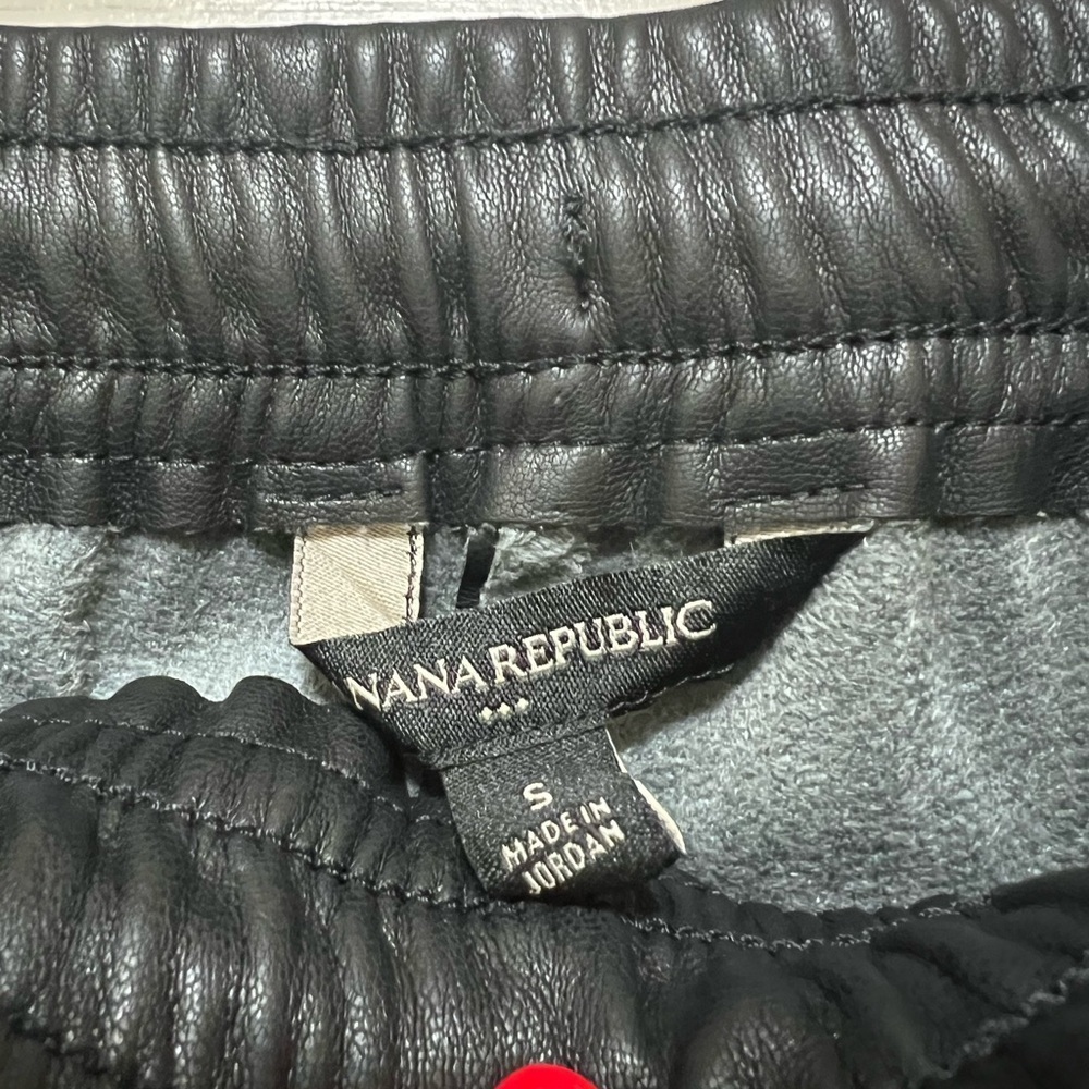 Banana Republic Vegan Leather Joggers, Black, size small. - Picture 3 of 5